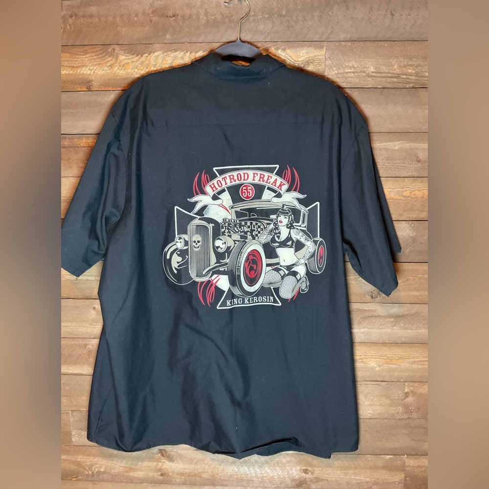 King Kerosin "Hot Rod Freak" Short-Sleeve Work Shirt Worker Shirt Men’s Size 3XL